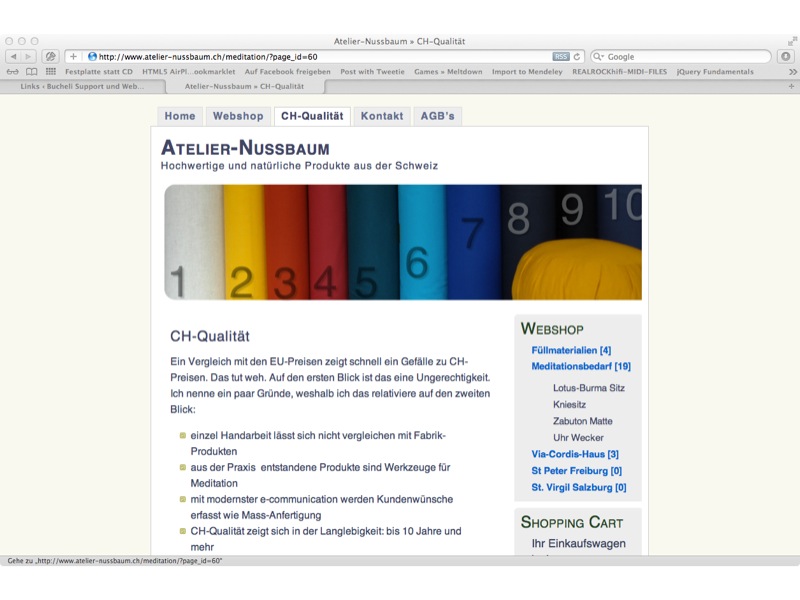 Atelier Nussbaum | Meditationsbedarf Webdesign: Webshop, Anpassung WP-Theme, Screendesign, SEO, Wordpresslösung – Support: Mac-Schulung, iPhone einrichten, Kaufberatung, Konfiguration